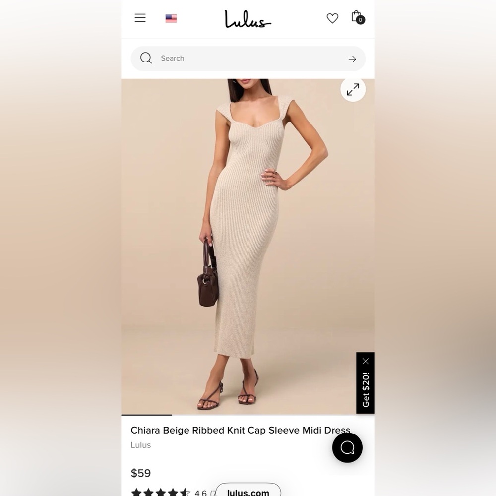 Lulu's Beige Ribbed Knit Dress